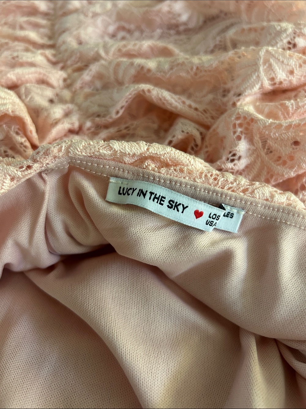 Lucy in the Sky Blush Pink Lace Mini Dress - Picture 7 of 7